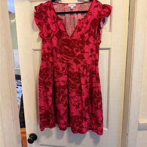 Evereve Pink and Red Patterned Top